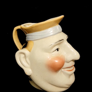 Antique Sarreguemines Majolica Face Jug / France  1895