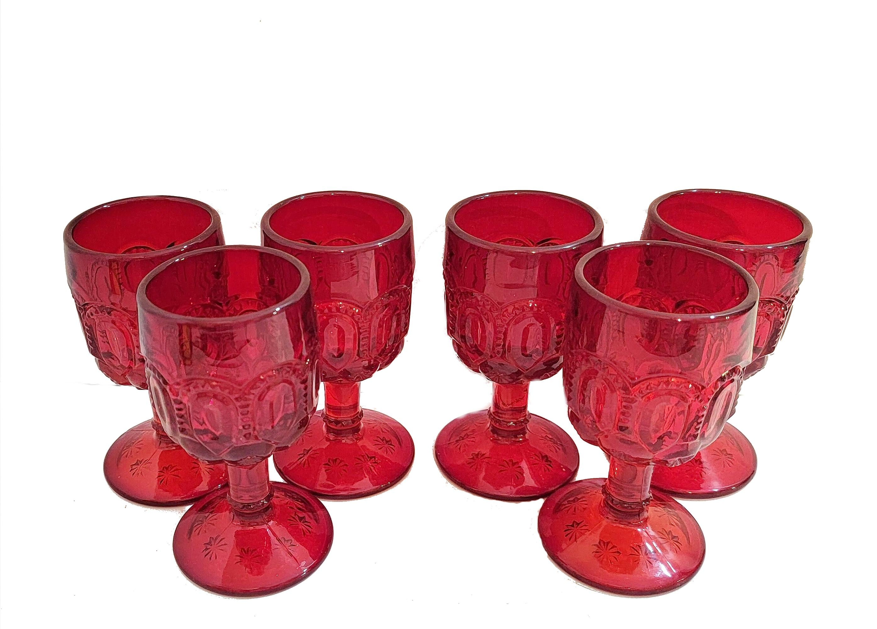 アンティークグラス Moon and Stars Goblets Six (6) - 4-1/2