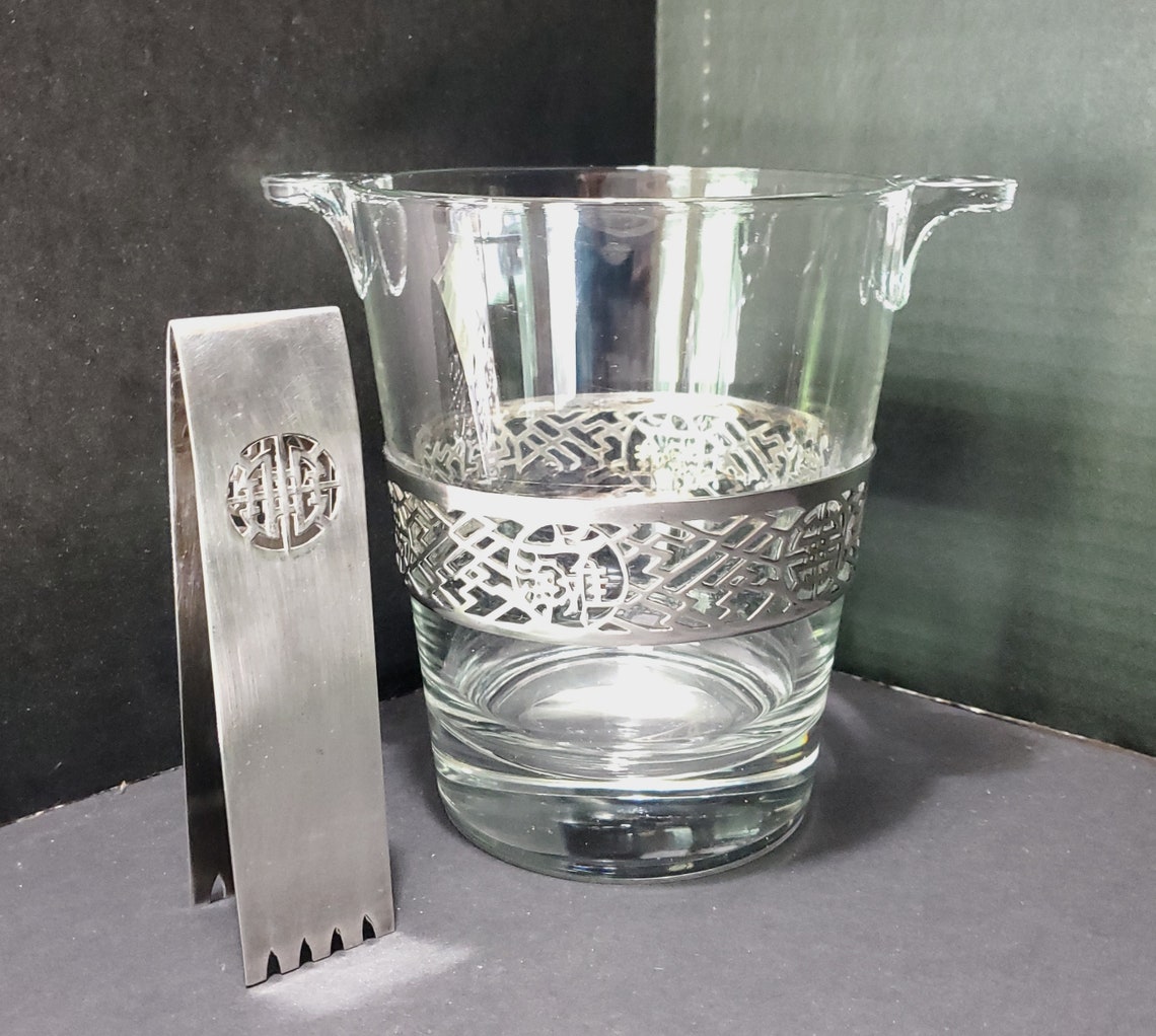 Vintage Clear Glass Ice Bucket With Filigreed Metal Band & Etsy