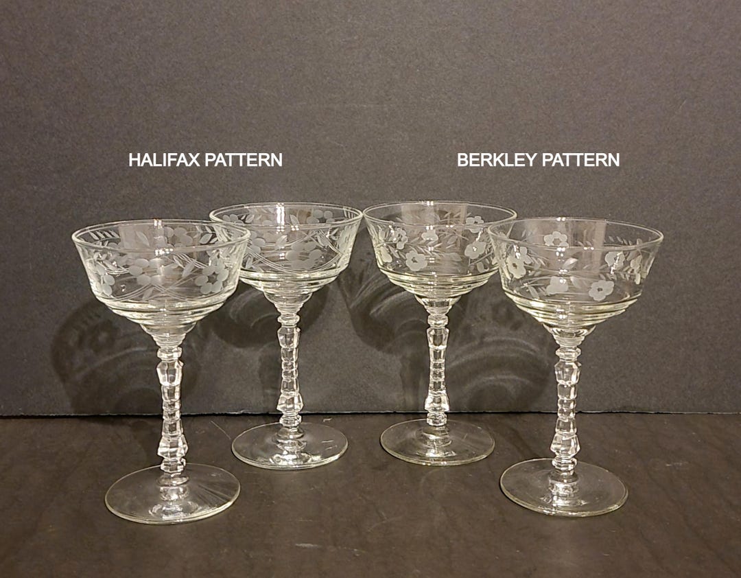 Four (4) Libbey / Rock Sharpe Champagnes / Tall Sherbets / Two (2 ...