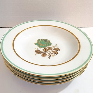 Four (4) - 7-3/4&quot; Eschenbach &quot;Minerva&quot; Rimmed Soup Bowls  Bavaria, Germany / RARE PATTERN