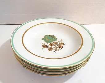 Four (4) - 7-3/4" Eschenbach "Minerva" Rimmed Soup Bowls  Bavaria, Germany / RARE PATTERN