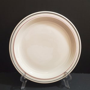 Sterling China 9&quot; Restaurant Ware Dinner Plate / Maroon & Gray Accent Lines