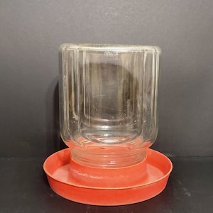 Vintage Poultry / Chicken Waterer / Hazel Atlas Gallon Jar
