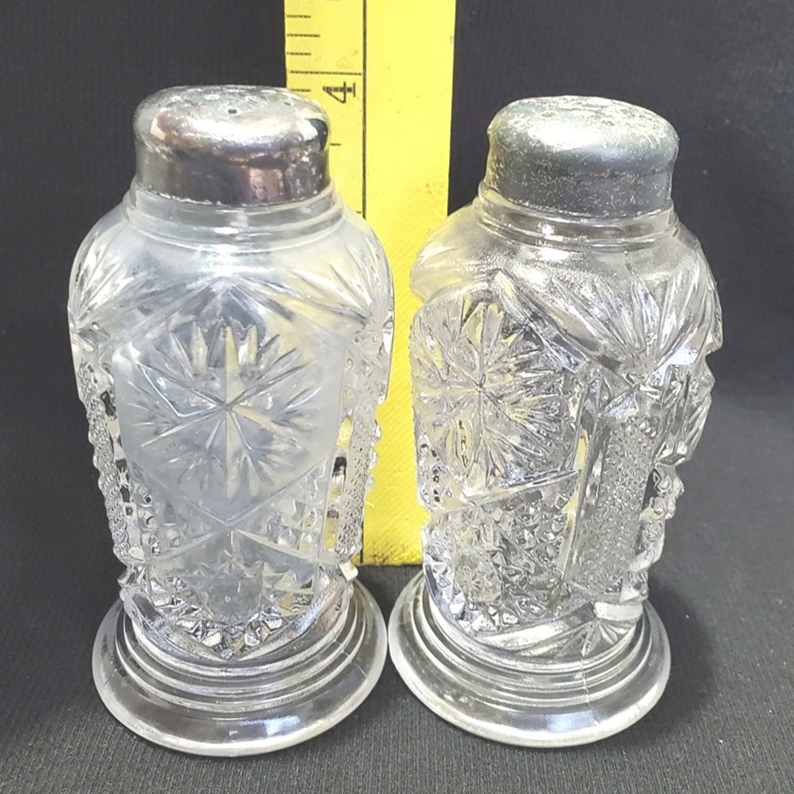 Antique EAPG Pressed Glass Salt & Pepper Shakers Etsy