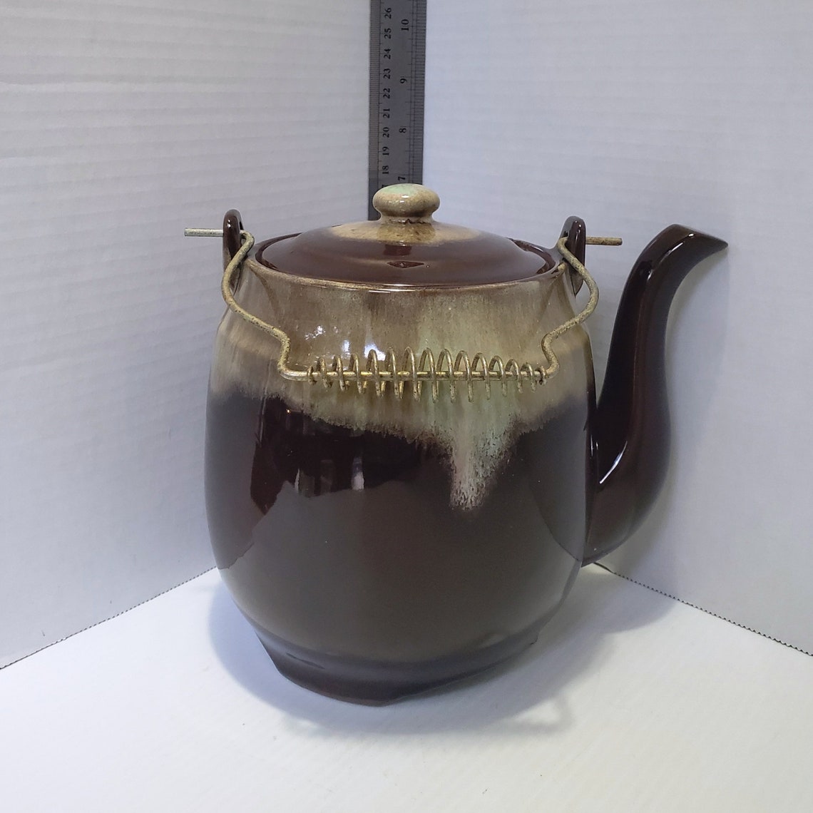 Vintage Brown Drip Pottery Tea Pot Cookie Jar Etsy