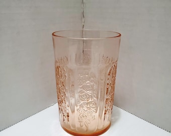 4" Pink Federal Glass "Sharon" aka "Cabbage Rose" Tumbler