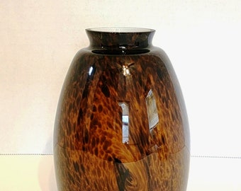 Abat-jour suspendu en œil de tigre tourbillonné ambre marron et doré de 6-1/4 po/verre avec boîtier