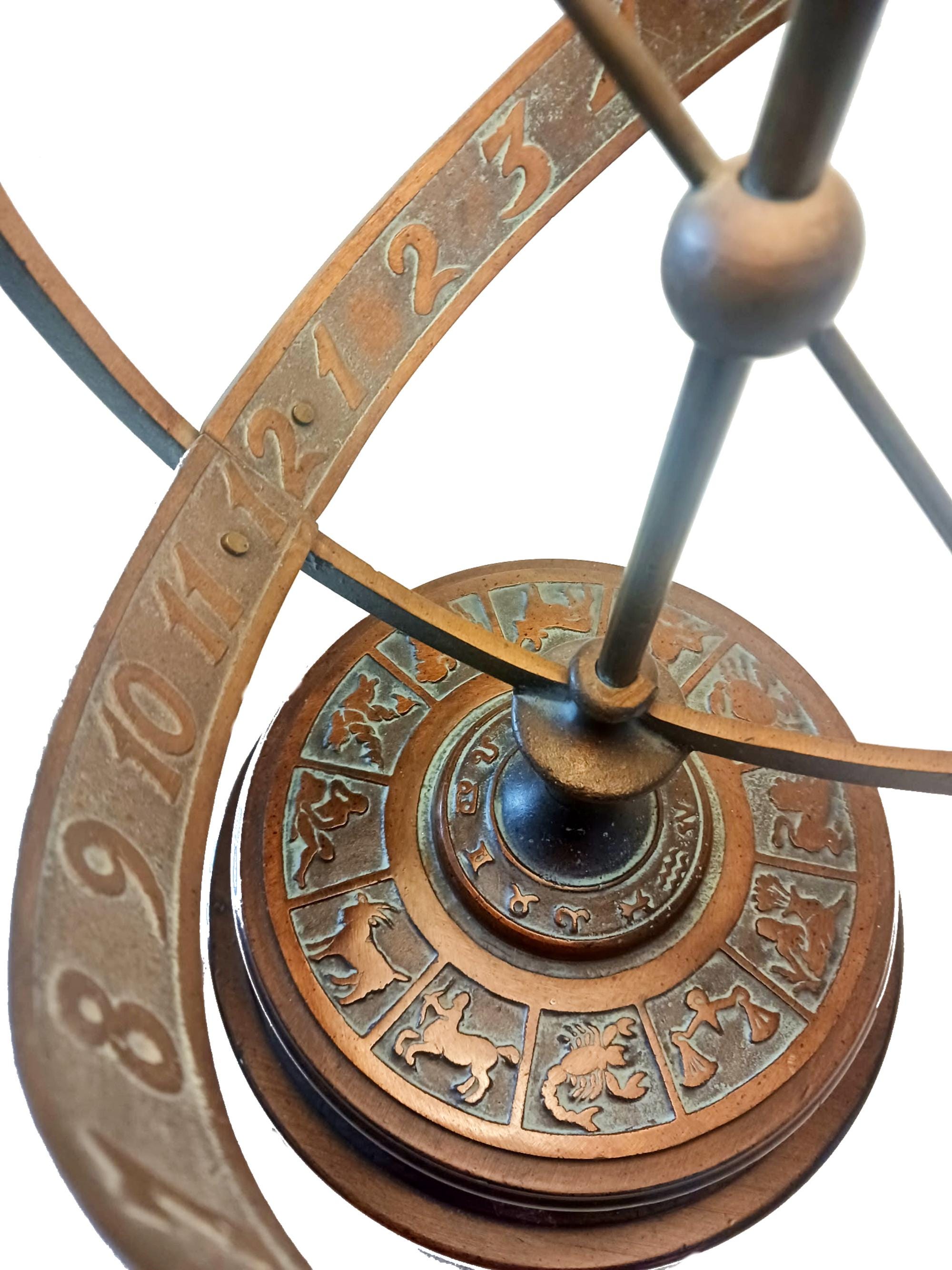 Vintage Armillary Astrological Zodiac Brass / Bronze Table Lamp