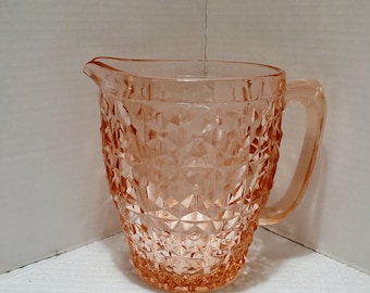 Pink 6-1/4" Jeannette Glass "Holiday" aka "Buttons & Bows" Pitcher