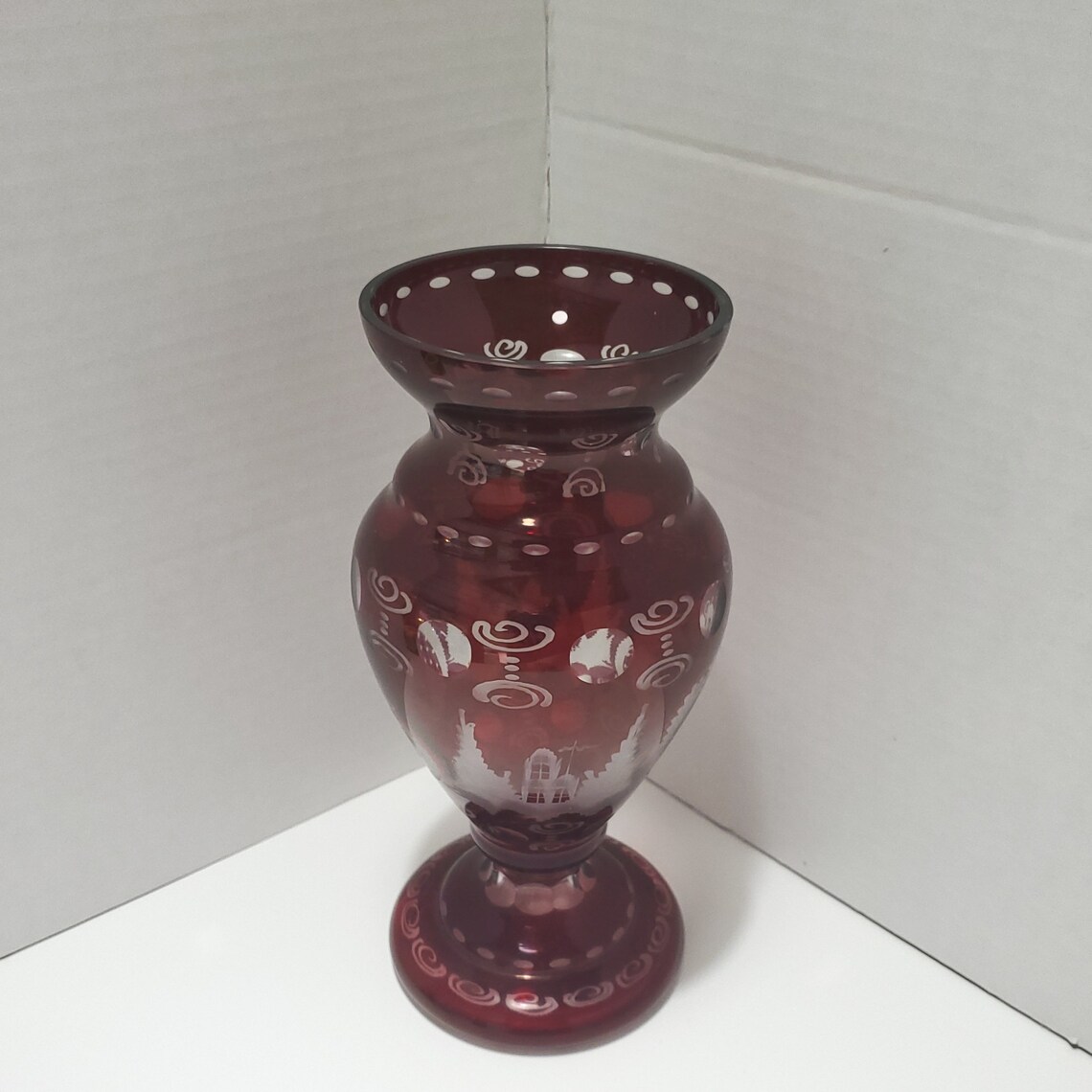 Ruby Red 8 Egermann Bohemian Glass Vase Czechoslovakia Etsy