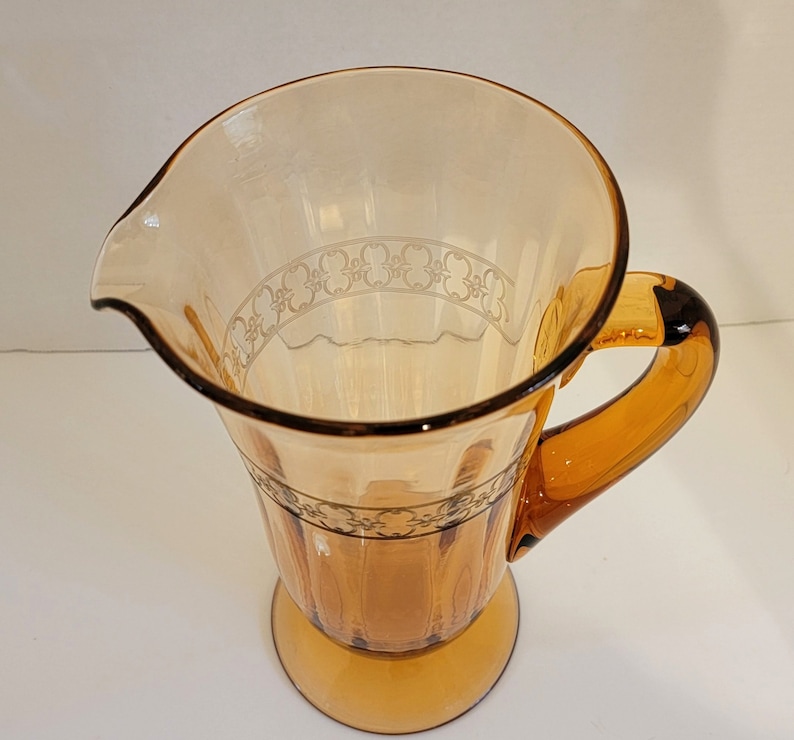 Amber Fostoria Glass spartan Etched Footed Water Etsy