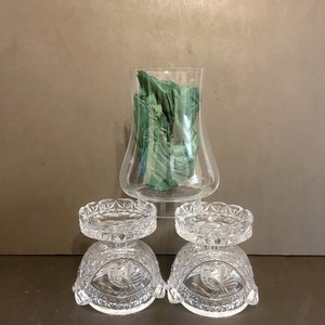Pair of Hofbauer &quot;Byrdes&quot; Collection Hurricane CANDLE Lamp Bases With ONE Globe / Germany