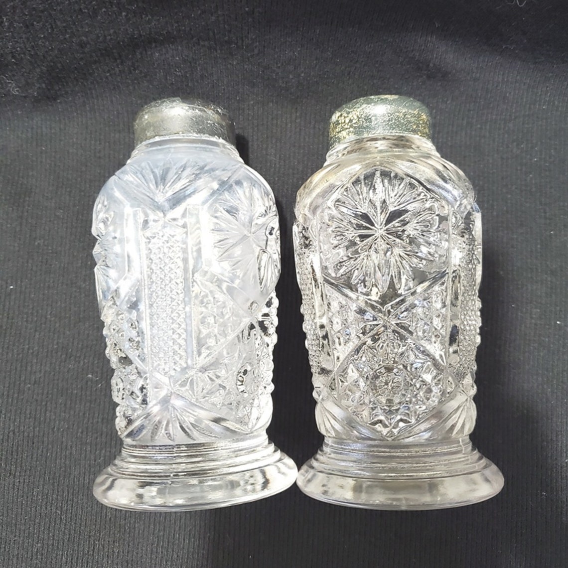 Antique EAPG Pressed Glass Salt & Pepper Shakers Etsy
