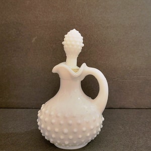 White Hobnail Avon Milk Glass Cruet