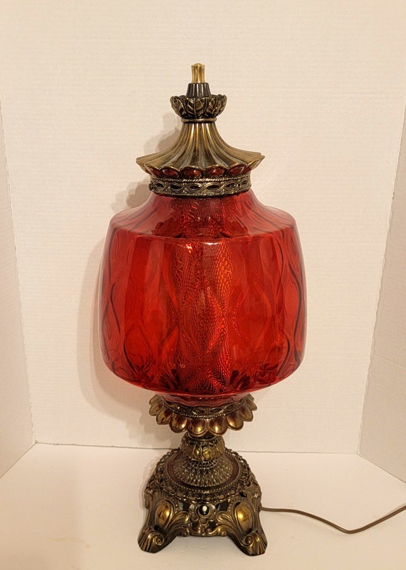 Antique red glass lamp shade deals