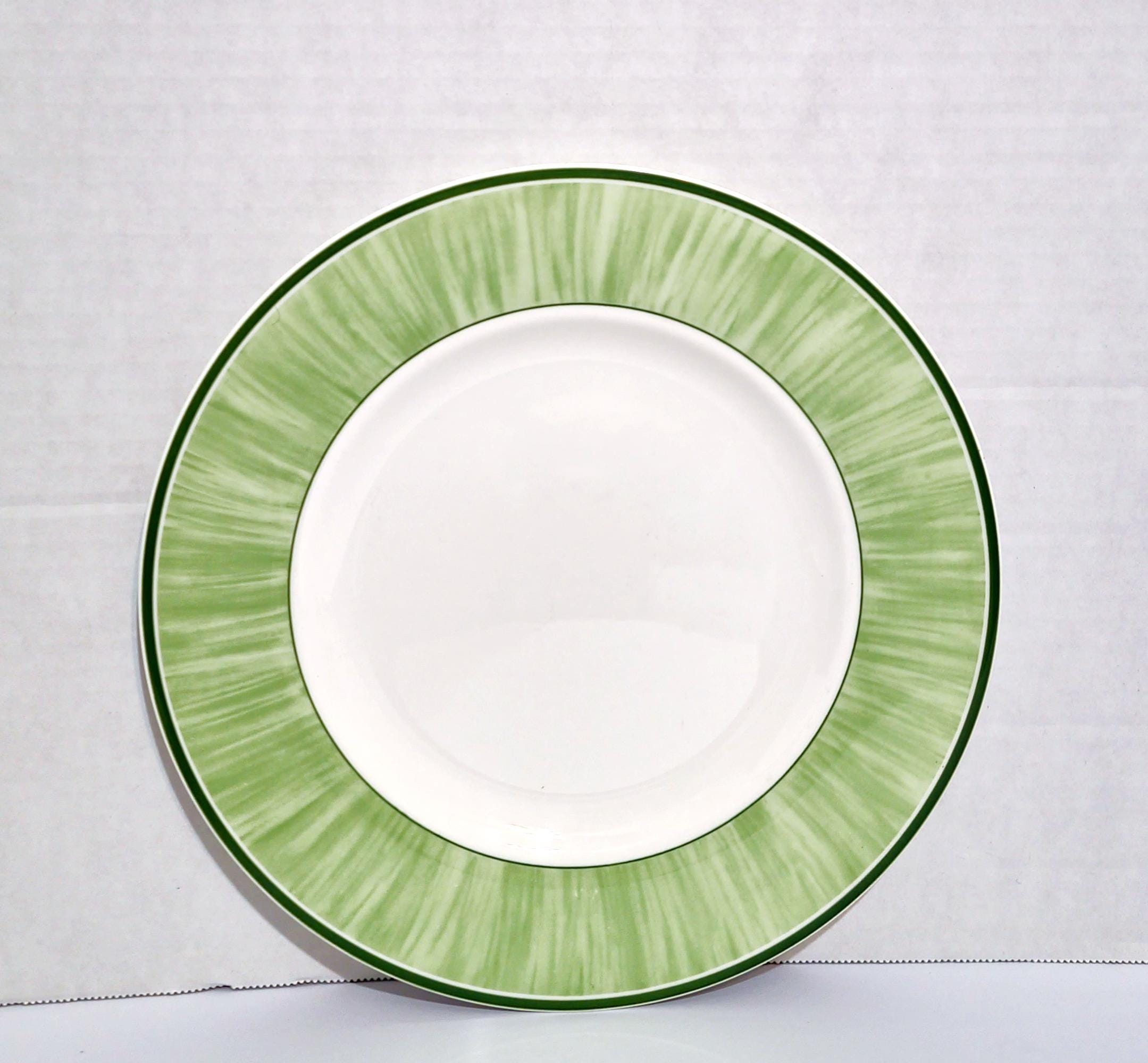 Villeroy & Boch Flora Dinner Plates - Grass Green Rim - Set of 4