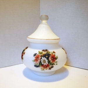 Vintage Viking Floral Frosted Glass Compote with Lid