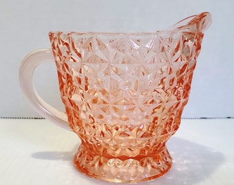 Pink Jeannette Glass "Holiday" aka "Buttons & Bows" Creamer