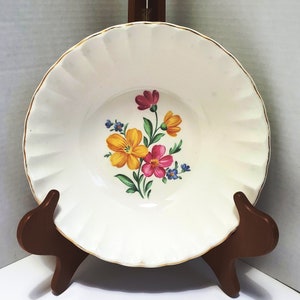 W S George Bolero Line Serving Bowl / Pink Yellow & Blue Flowers