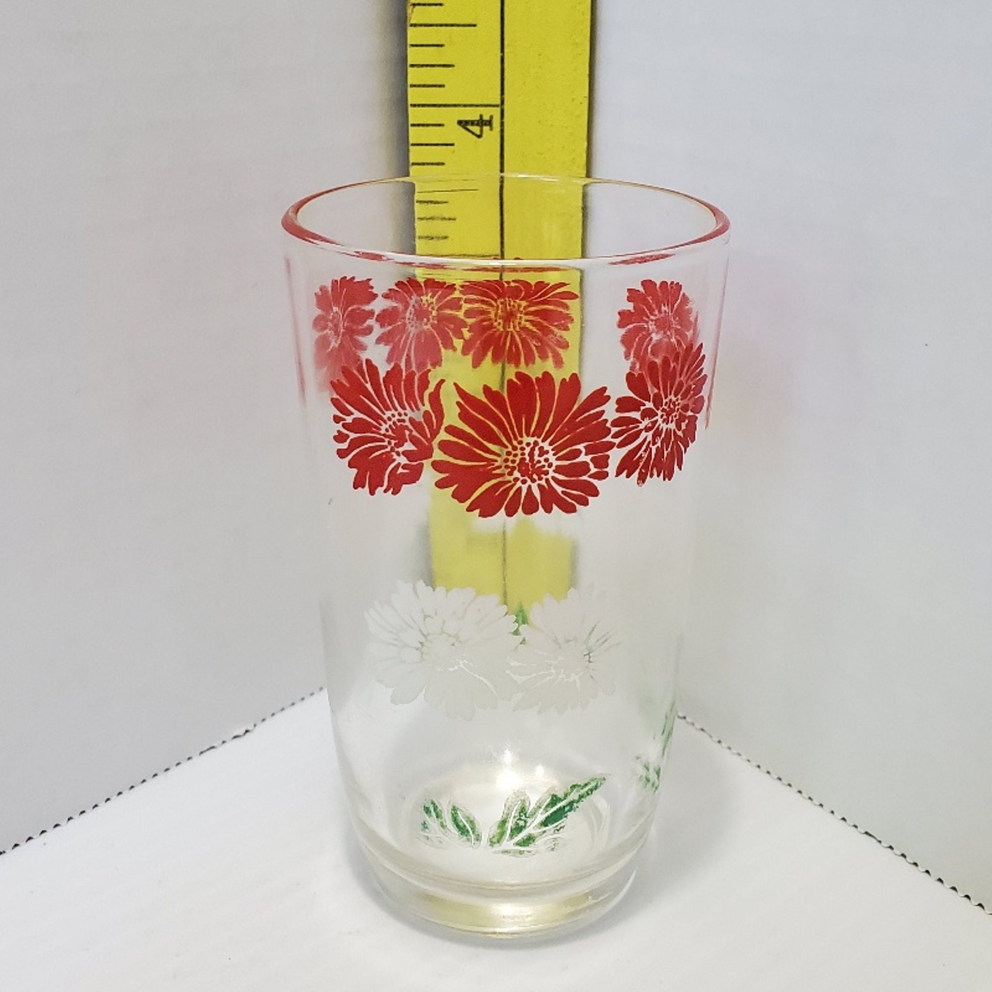 Red & White Floral 1950's Swanky Swig Juice Glass - Etsy