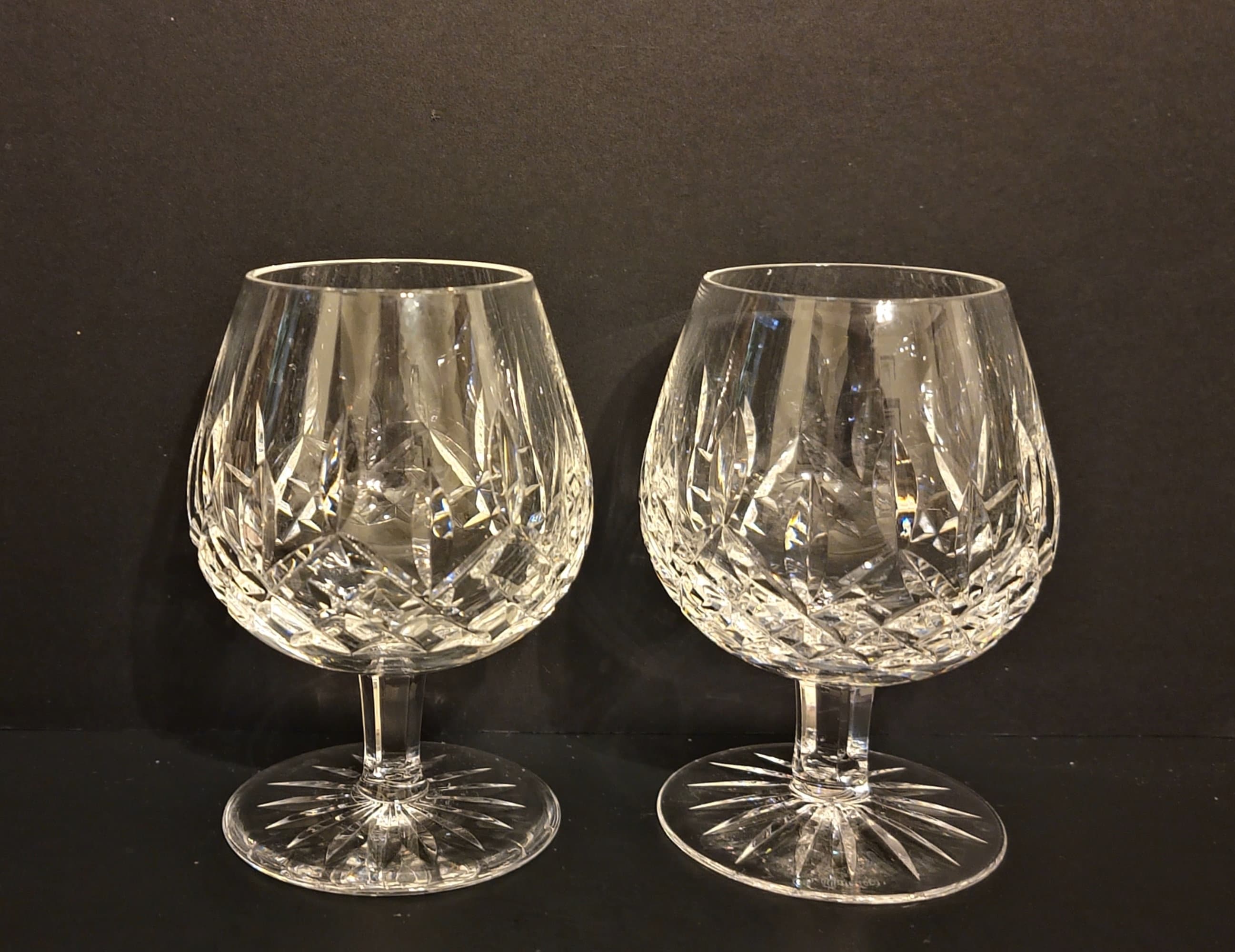 Pair of 5-1/4 Waterford lismore Crystal Brandy Snifters 