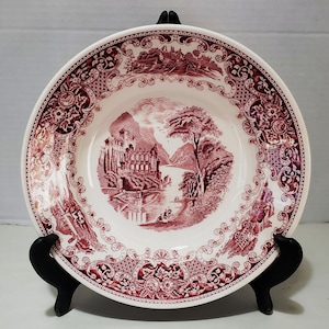 Myott &quot;Old England&quot; Red Transferware Cream Soup Bowl / England