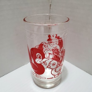 Red And White Ducks & Elephants 1950&#39;s Swanky Swig Juice Glass