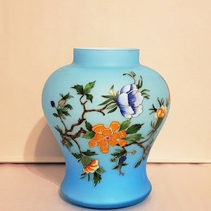 7-3/8&quot; Blue Cased Glass Vase / Flowers / Italy