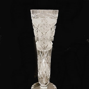 10&quot; Hand Cut &quot;Toscany&quot; Lead Crystal Vase / Made In Poland