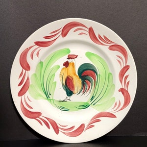 9-1/8&quot; Antique Hand Painted Orchies Nord &quot;Rooster&quot; Plate / France / As Is