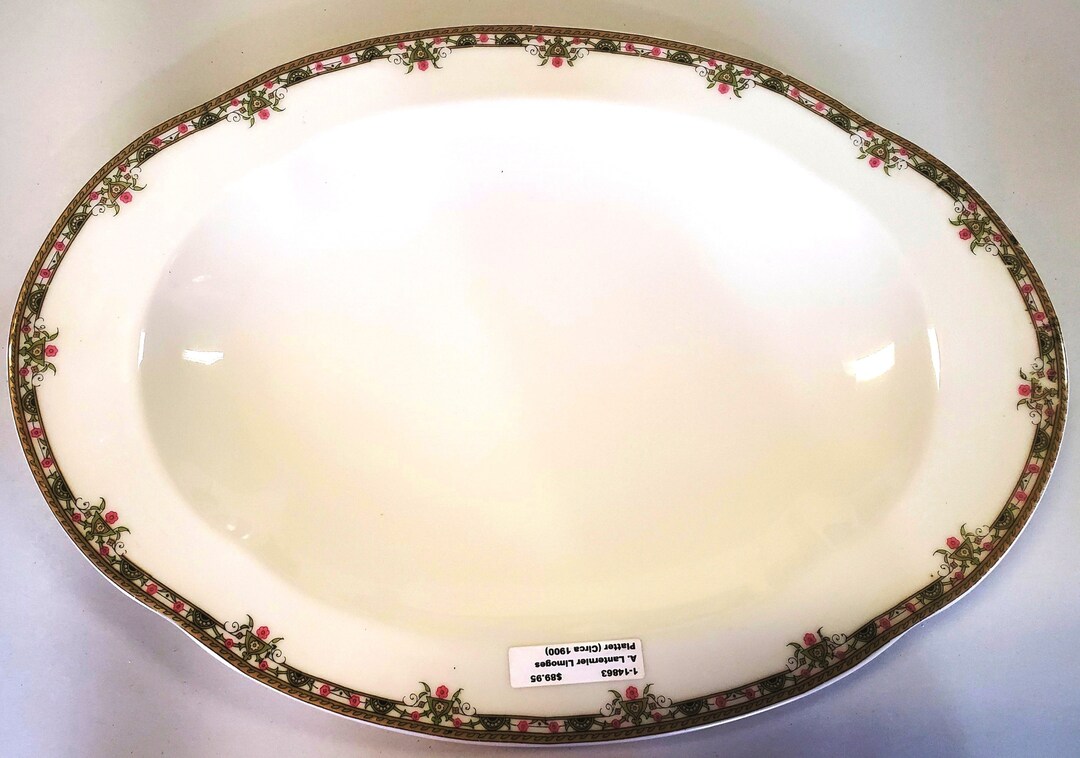 Large Antique A. Lanternier Limoges France Oval Porcelain Serving