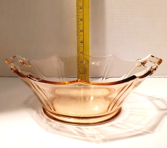No. 924 - 8 14 Inch Flat Salver 18304 Lancaster Glass Octagon Line - Oval Handled bowl Depression Era Elegant Glass