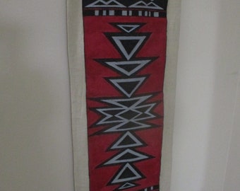 Handmade tribal tapestry - southwestern, native, indigenous styled wall hanging.  31" x 11"