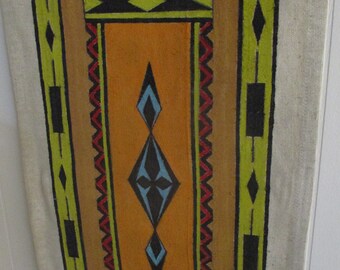 Handmade tribal tapestry - southwest, exotic culture, boho, primitive, native art - 35 x 13.