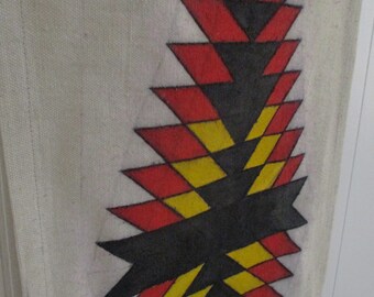 Handmade tribal southwest style drop cloth tapestry - paint on drop cloth.