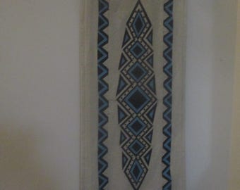 Handmade tribal styled, folk, spiritual Southwestern designed tapestry.  34"x14"