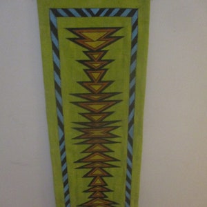 Handmade tribal styles wall hanging - southwestern, native, boho, folk, primitive, spiritual appeal.  35&quot;x12&quot;