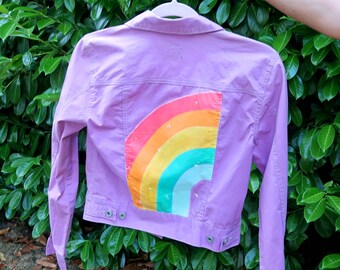 Purple Rainbow Jacket - Custom Painted - UK Size S