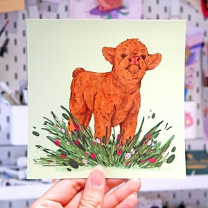 Highland Cow 140mm Mini Postcard Print