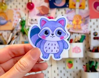 Purple Raccoon, quirky stickers, raccoon gifts, nature lovers, cute animals