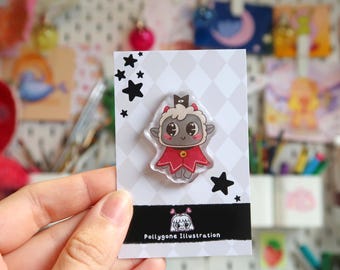 Cult of the Lamb Glitter Acrylic Pin - Cosy gaming gift idea, cute lamb, kawaii video game gamer present pin collector