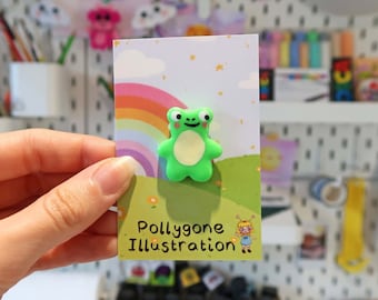 Frog pin, clay handmade frog pin, frog gifts, cottage core aesthetic