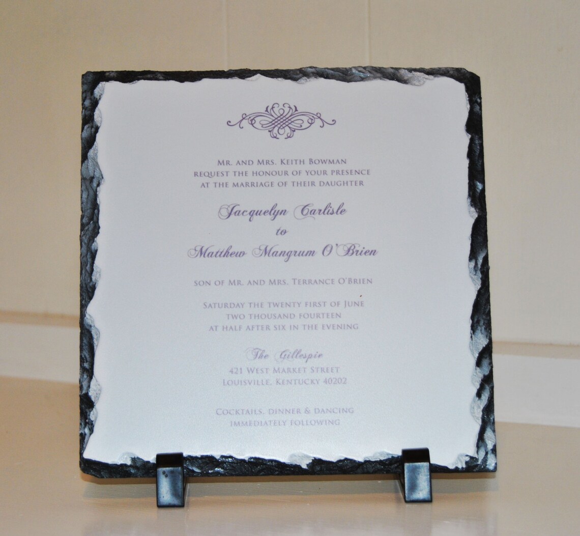 Personalized Wedding Invitation Keepsake Slate Plaque Your | Etsy