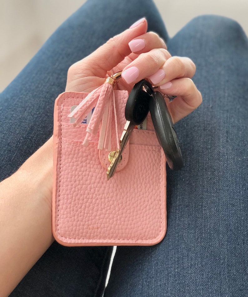 Credit Card Key Chain Wallet with Tassel Key Fob Vegan Etsy