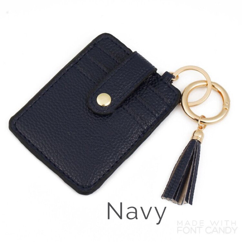Credit Card Key Chain Wallet with Tassel Key Fob Vegan Etsy