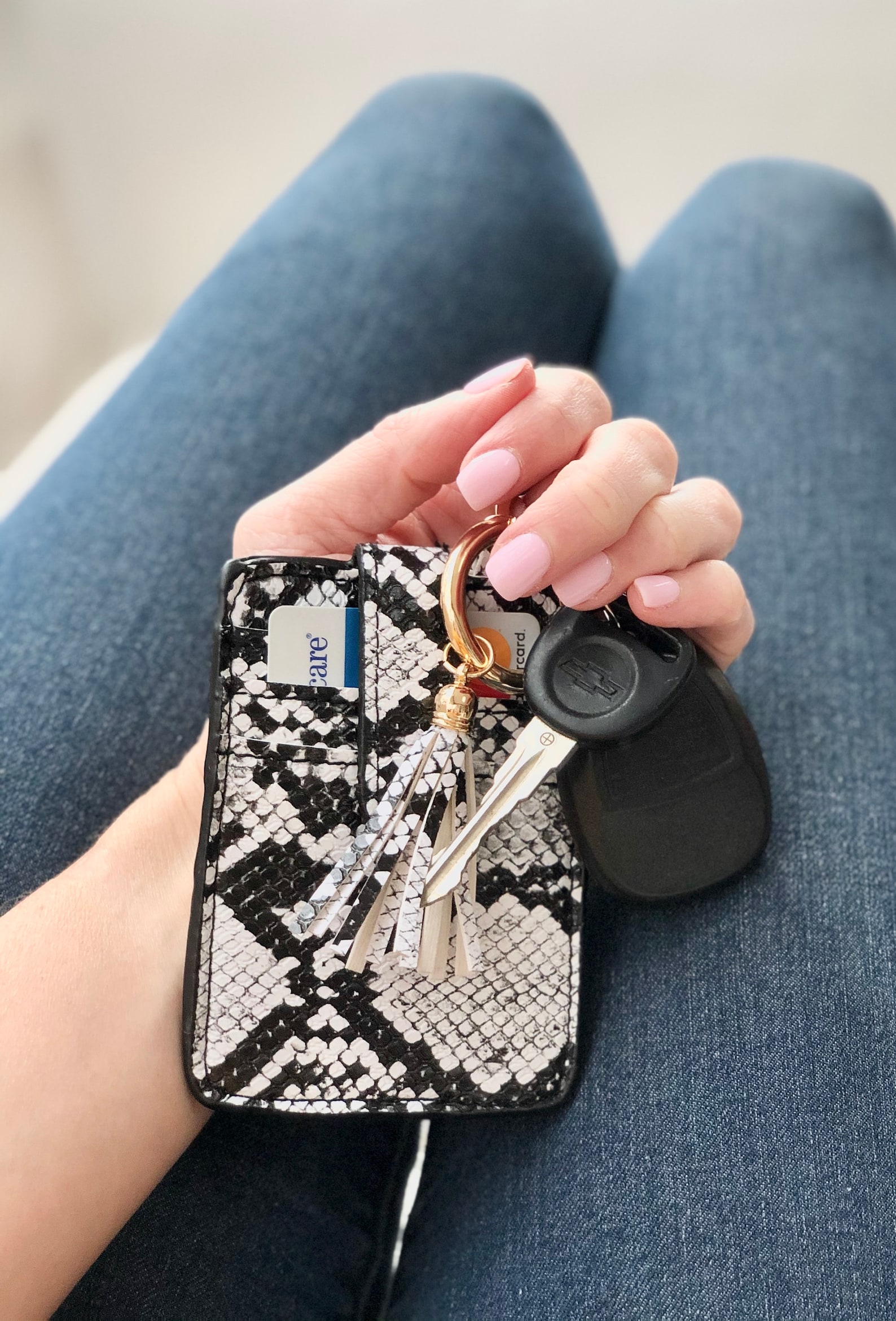 Credit Card Key Chain Wallet with Tassel Key Fob Vegan Etsy