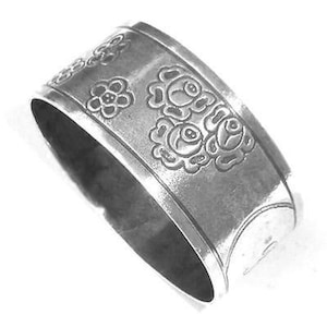 Vintage 1920s to 1940s Art Deco Mexican Sterling Silver Letter F Napkin Ring Pre 1950s Old Marking Silver Mexico Hand Crafted #3 maker