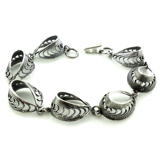 Bracelet En Argent Style Filigrané - Bijou Vintage - Occasion Porté - Sans Marque