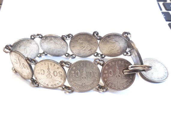 1920s 835 Belgian Silver Coin Bracelet European S… - image 3